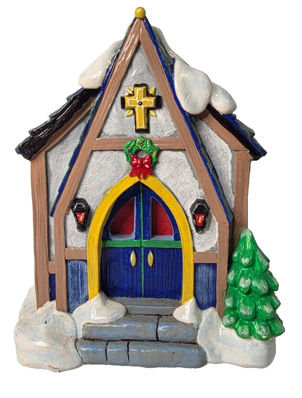 Vintage Hand Painted Ceramic Christmas Church Holiday Village Decor